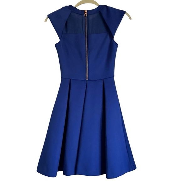 TED BAKER KIPP NEOPRENE ROYAL BLUE SKATER DRESS SIZE 2 - Picture 8 of 16